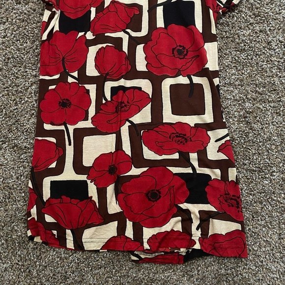 Shana K Womens Beaded Blouse Extra Large Red Floral Cap Sleeve V-neck Bodycon - Picture 6 of 12